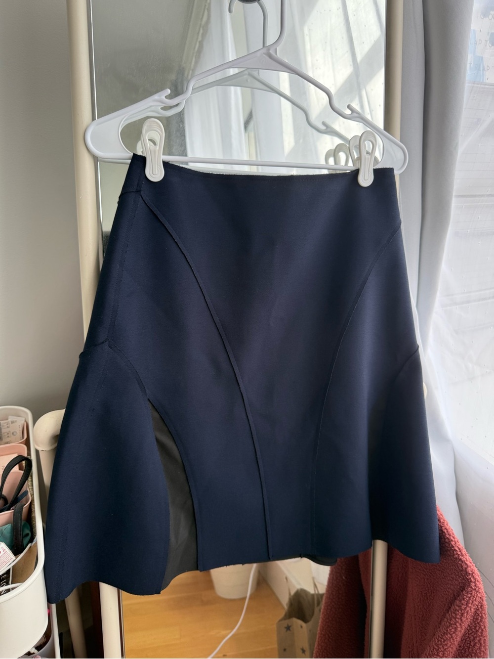PIER ANTONIO GASPARI Navy Blue Avant-Garde Structural A-Line Skirt
